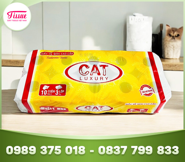 Giấy vệ sinh CAT luxury 3 lớp 10 cuộn tiêu chuẩn - Giấy Tissue Việt Nam - Công Ty CP Thương Mại Và Sản Xuất Giấy Tissue Việt Nam