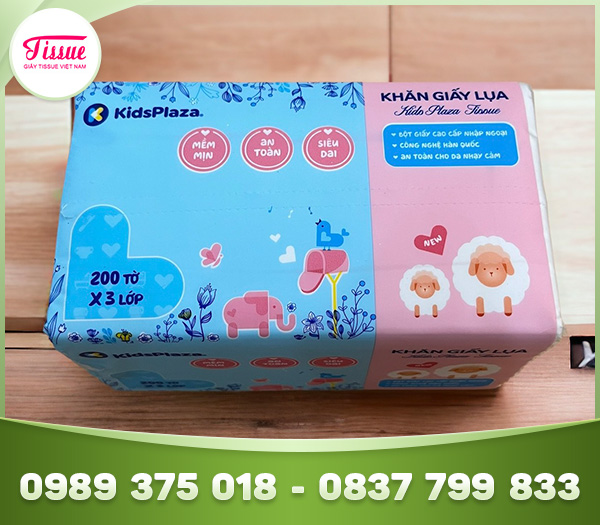 Khăn rút lụa KidzPlaza 200 tờ 3 lớp - Giấy Tissue Việt Nam - Công Ty CP Thương Mại Và Sản Xuất Giấy Tissue Việt Nam