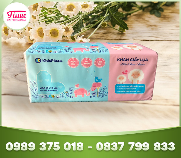 Khăn rút lụa KidzPlaza 600 tờ 3 lớp - Giấy Tissue Việt Nam - Công Ty CP Thương Mại Và Sản Xuất Giấy Tissue Việt Nam