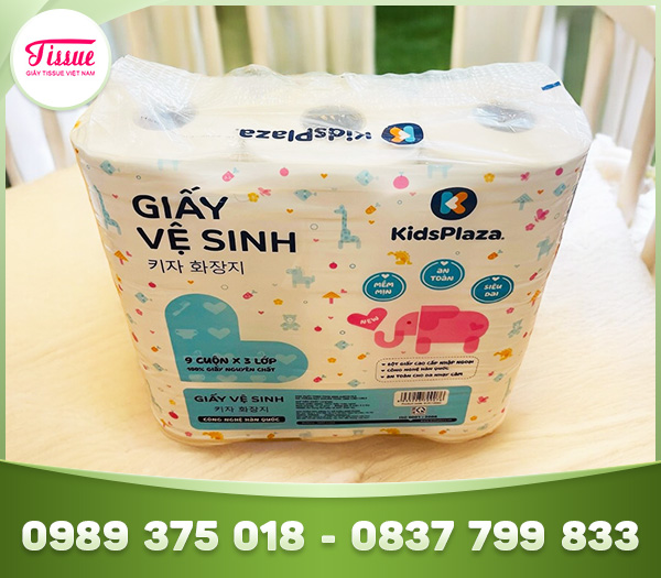 Giấy vệ sinh 3 lớp 9 cuộn KidzPlaza - Giấy Tissue Việt Nam - Công Ty CP Thương Mại Và Sản Xuất Giấy Tissue Việt Nam