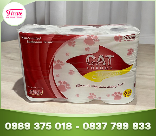 Giấy vệ sinh CAT luxury 3 lớp 6 cuộn - Giấy Tissue Việt Nam - Công Ty CP Thương Mại Và Sản Xuất Giấy Tissue Việt Nam