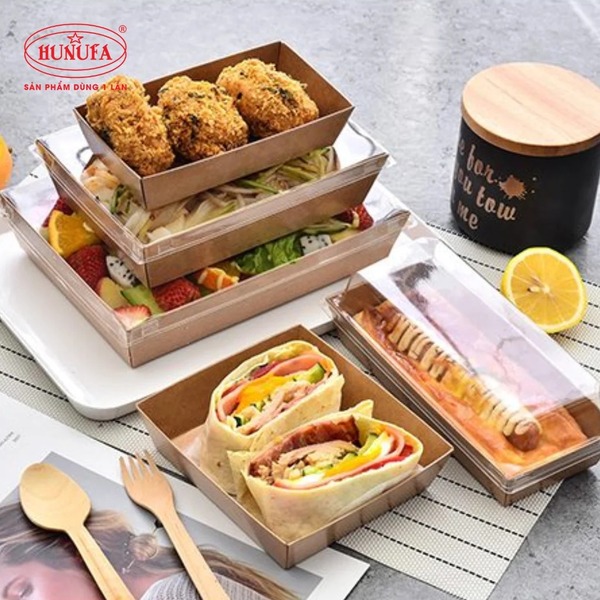 Khay đựng thức ăn bằng giấy kraft - Bao Bì Thực Phẩm Dùng 1 Lần Hunufa - Công Ty TNHH Hunufa