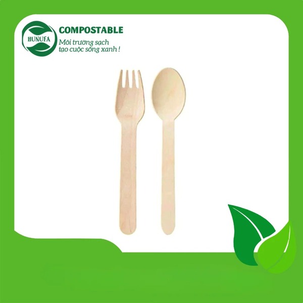 Muỗng nĩa gỗ dùng 1 lần tự phân hủy - Bao Bì Thực Phẩm Dùng 1 Lần Hunufa - Công Ty TNHH Hunufa