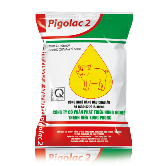 Pigolac 2- Thức ăn hỗn hợp cho heo con tập ăn - Adeco Food - Công Ty CP Phát Triển Nông Nghiệp Thanh Niên Xung Phong