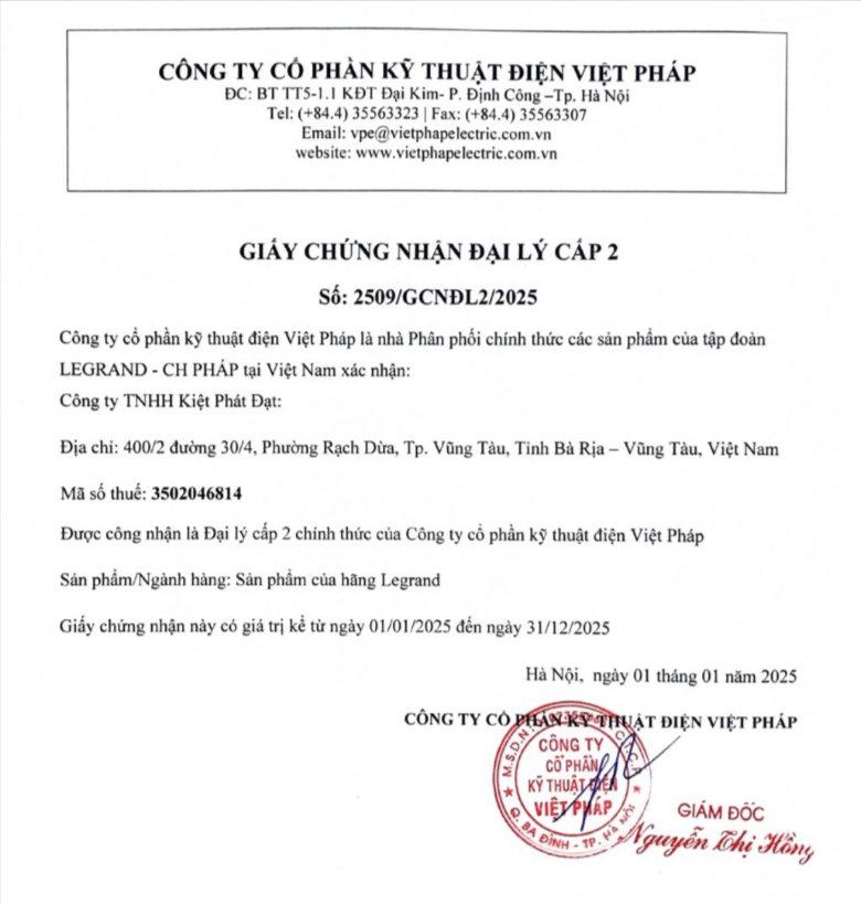 Đại lý thiết bị điện Legrand