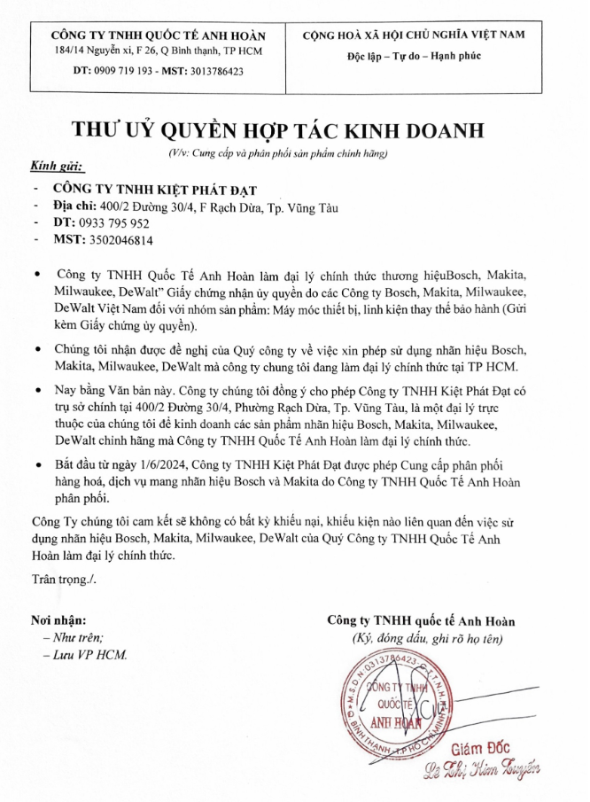 Đại lý ủy quyền Bosch và Makita