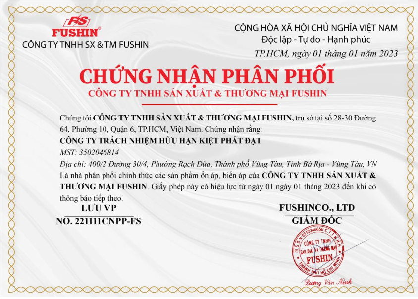 Đại lý máy biến áp Fushin