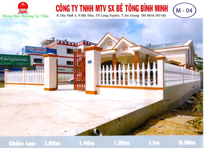 Hàng rào bê tông ly tâm - Công Ty TNHH MTV Sản Xuất Bê Tông Bình Minh