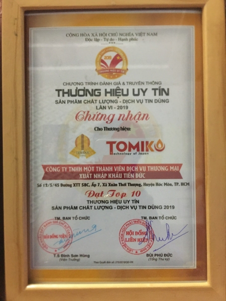 Chứng chỉ chứng nhận - Công Ty TNHH  Dịch Vụ Thương Mại Xuất Nhập Khẩu Tiến Đức