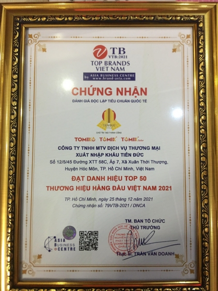 Chứng chỉ chứng nhận - Công Ty TNHH  Dịch Vụ Thương Mại Xuất Nhập Khẩu Tiến Đức
