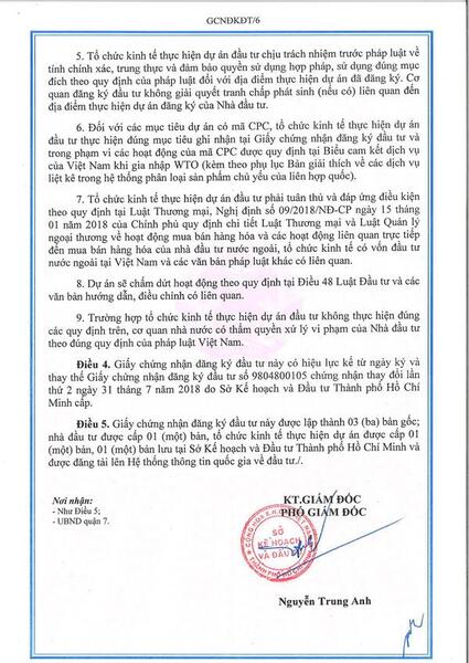 Giấy chứng nhận đăng ký đầu tư