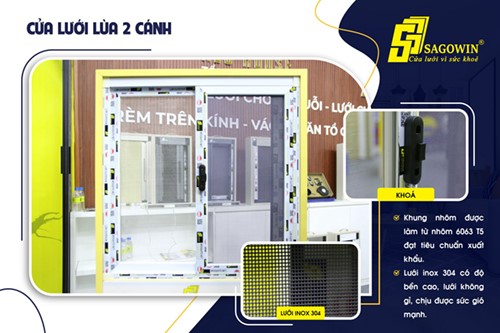 Cửa lưới lùa 2 cánh