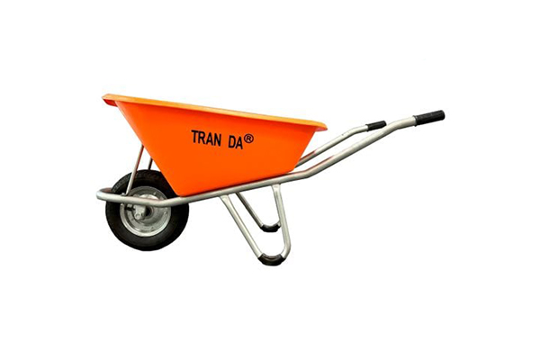 Xe rùa thùng nhựa cam 130 lít, sườn mạ kẽm