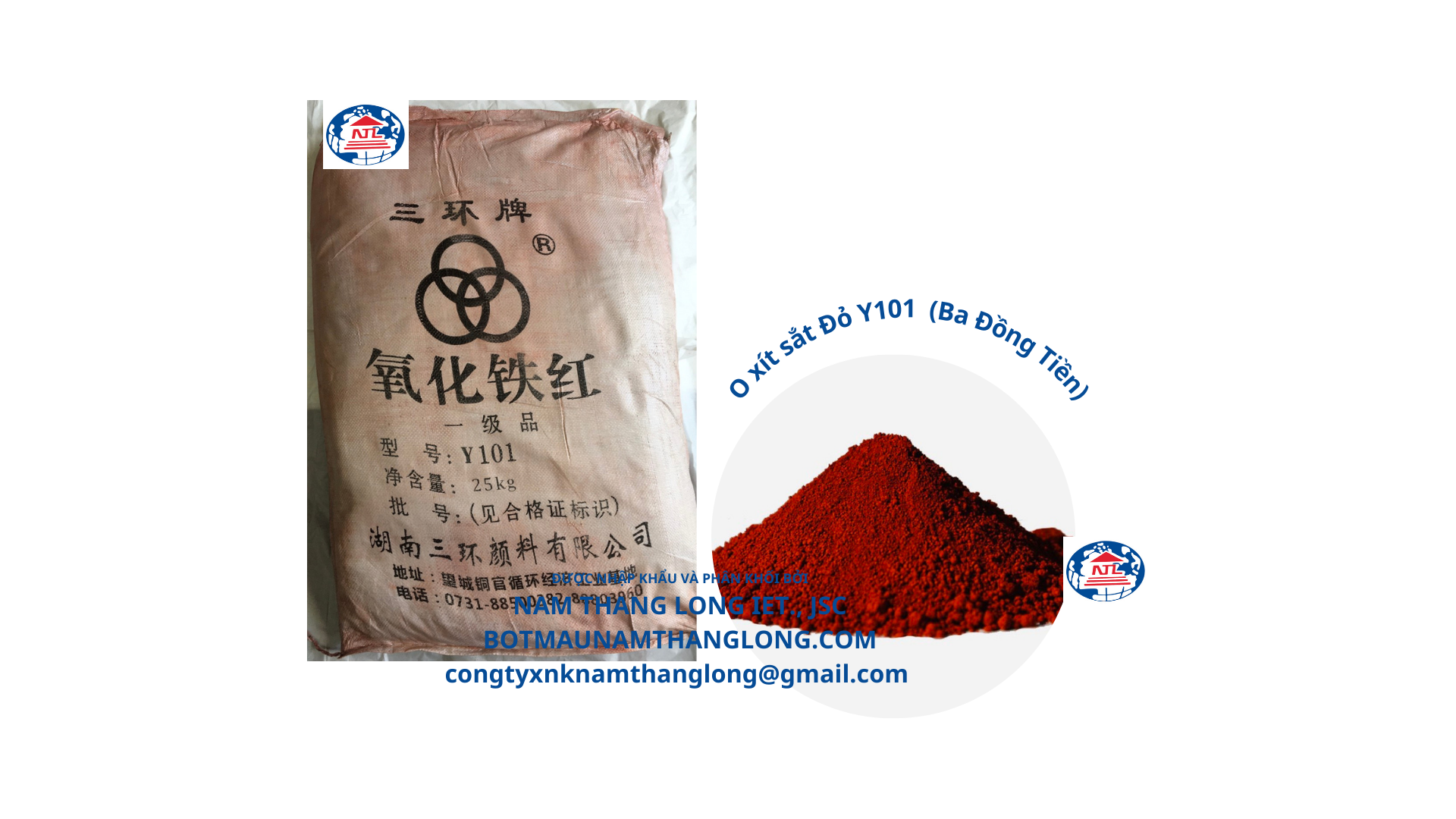 Oxit sắt đỏ Y101 ba đồng tiền - Bột Màu Nam Thăng Long - Công Ty Cổ Phần Thương Mại Xuất Nhập Khẩu Nam Thăng Long