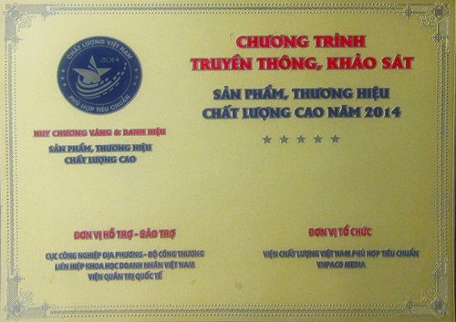 Chứng nhận sản phẩm, thương hiệu chất lượng cao 2014