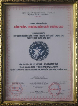 Chứng nhận sản phẩm, thương hiệu chất lượng cao