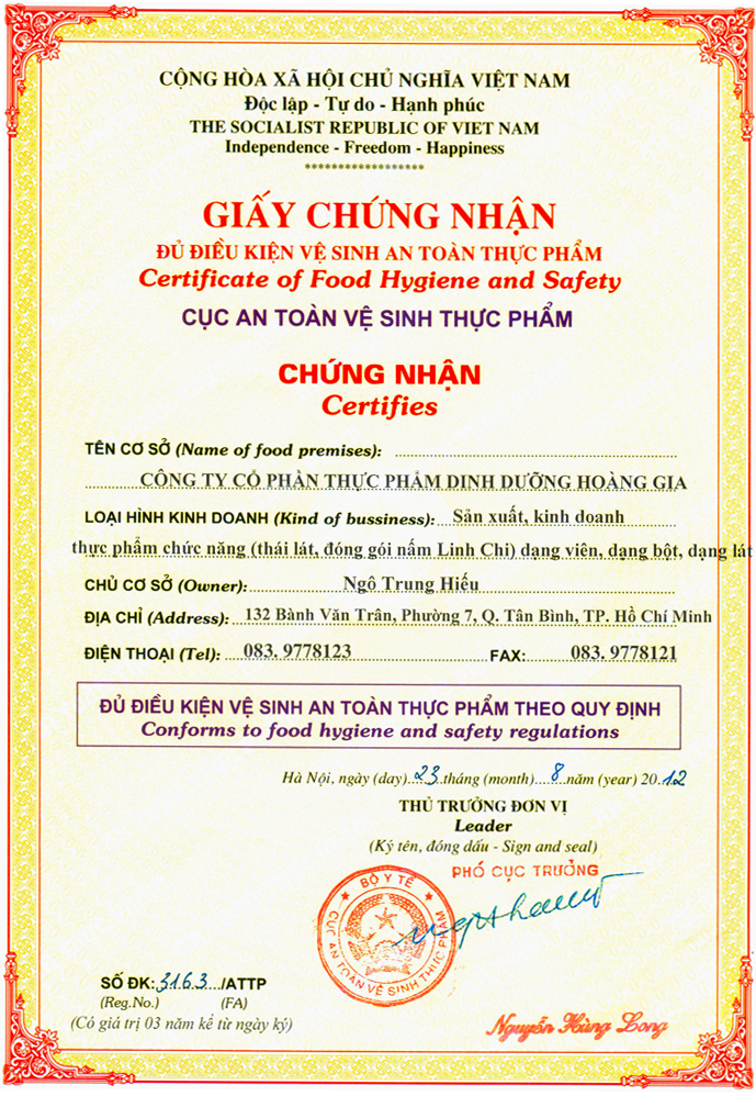 An toàn vệ sinh thực phẩm - Công Ty TNHH Thiên Văn Luật