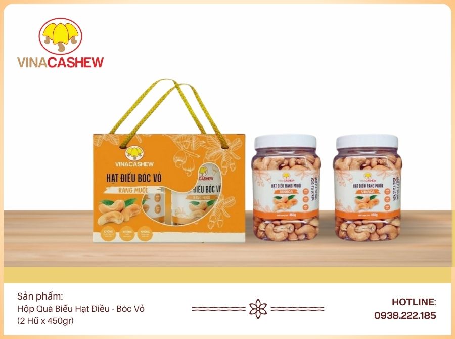 Hộp quà tặng hạt điều - Bóc vỏ 450gr