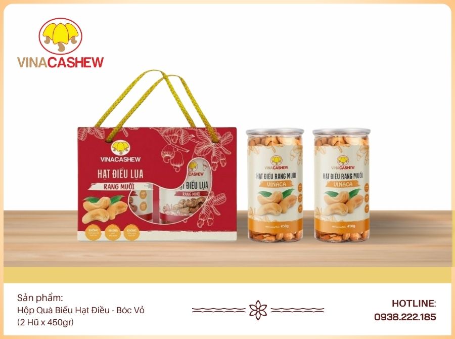 Hộp quà tặng hạt điều - Bóc vỏ 450gr