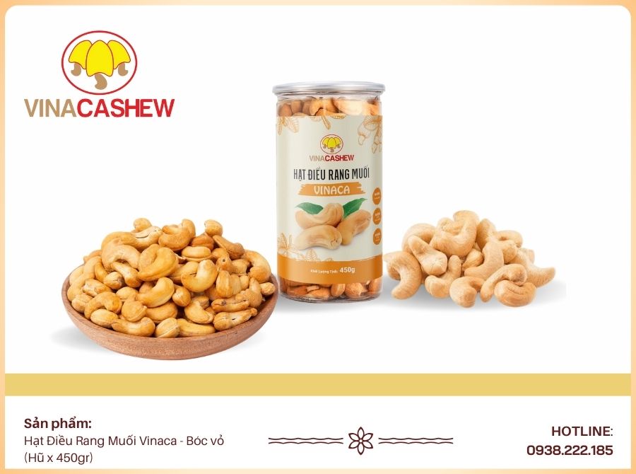 Hạt điều rang muối - Bóc vỏ hũ 450gr
