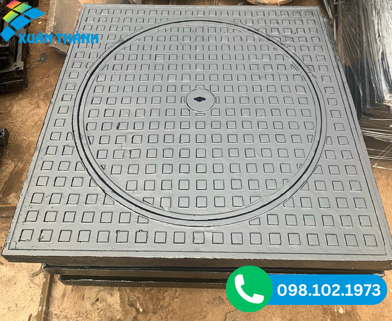 Nắp hố ga khung dương nắp tròn bằng gang