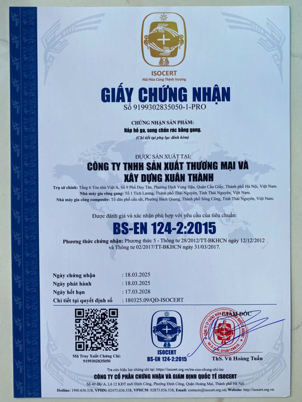 Chứng nhận BS-EN 124-2:2015