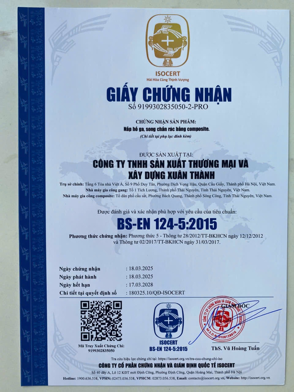 Chứng nhận BS-EN 124-5:2015