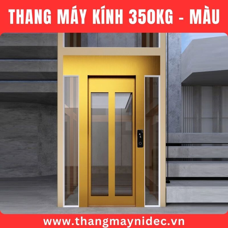 Thang máy kính 350kg màu - Thang Máy Gia Đình Hoàng Sa Việt - Công Ty TNHH Đầu Tư Và Phát Triển Hoàng Sa Việt