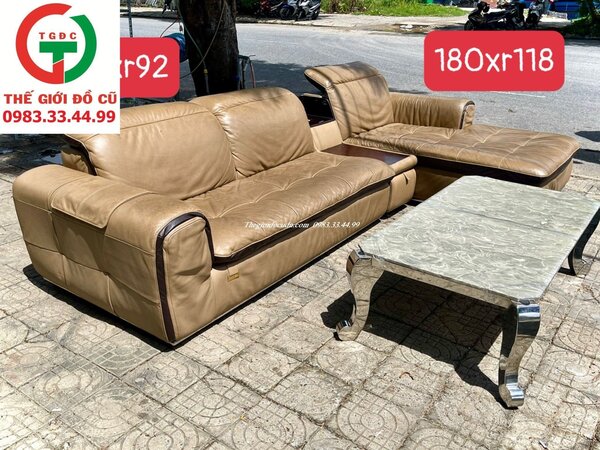 Bộ sofa nobu II da bò xịn - Thế Giới Đồ Cũ Đà Nẵng  - Công Ty Thương Mại Dịch Vụ Sản Xuất Trần Gia Group