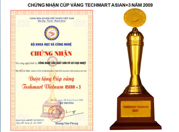 Cúp vàng Techmart - Công Ty CP TM Và SX Hóa Chất Thiết Bị Thịnh Quang
