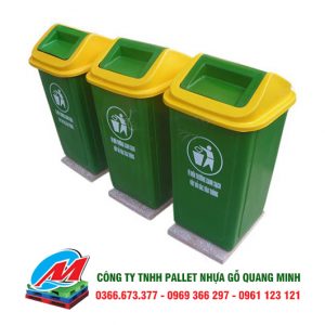 Thùng rác nhựa 60 lít nắp bập bênh - Pallet Quang Minh - Công Ty TNHH Pallet Nhựa - Gỗ Quang Minh