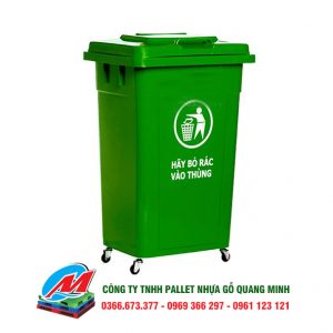 Thùng rác nhựa HDPE 60 lít bánh xe - Pallet Quang Minh - Công Ty TNHH Pallet Nhựa - Gỗ Quang Minh