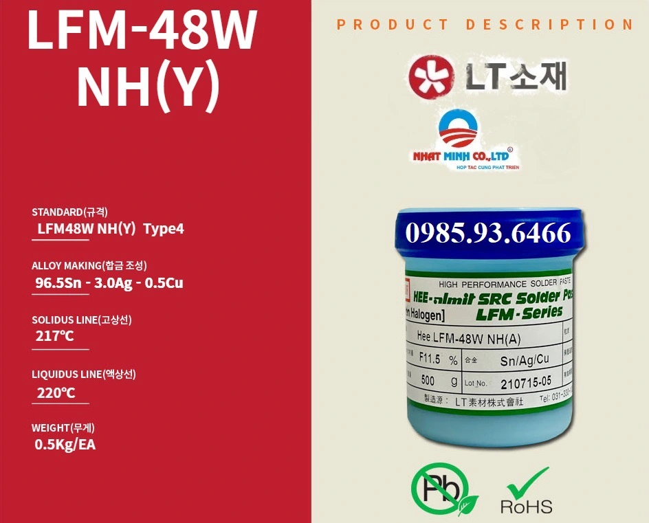 Kem thiếc Heesung AMIT LFM-48W-TM-HP(Y) - Thiếc Hàn Nhật Minh - Công Ty TNHH Kỹ Thuật Và Công Nghiệp Nhật Minh