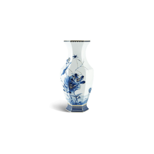 Bình hoa Lộc Phát 40cm - Sen vàng nền xanh ngọc