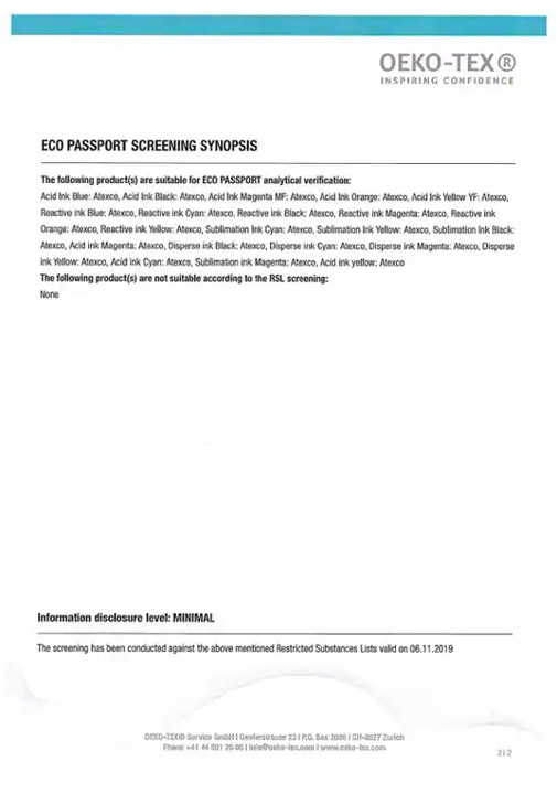 Chứng chỉ OEKO TEX - In Chuyển Nhiệt Phan Trần  - Công Ty TNHH In ấn May Mặc Phan Trần