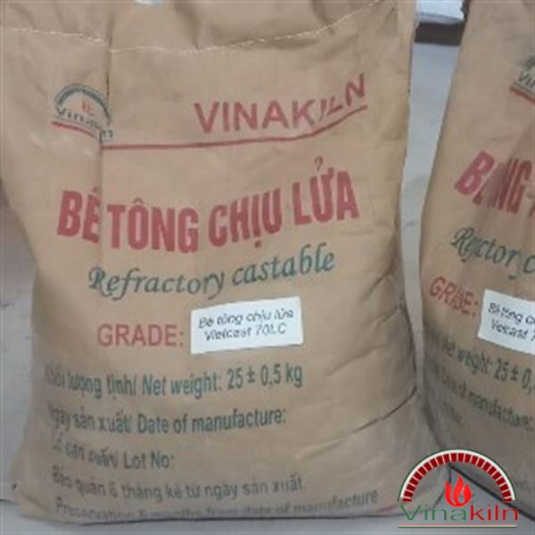 Bê tông chịu lửa Vietcast 70LC - Vật Liệu Chịu Lửa Vinakiln - Công Ty Cổ Phần Lò Công Nghiệp Việt Nam