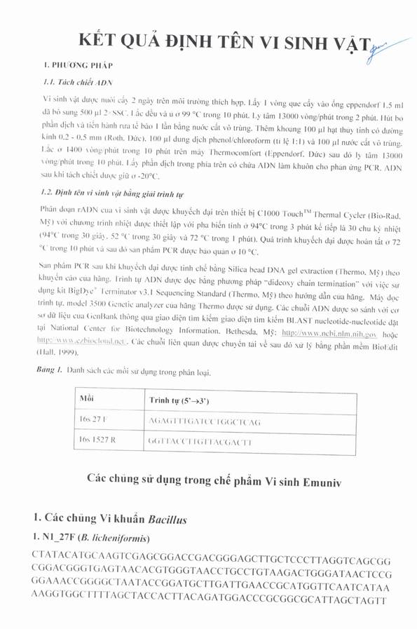  - Vi Sinh ứng Dụng - Công Ty Cổ Phần Vi Sinh ứng Dụng