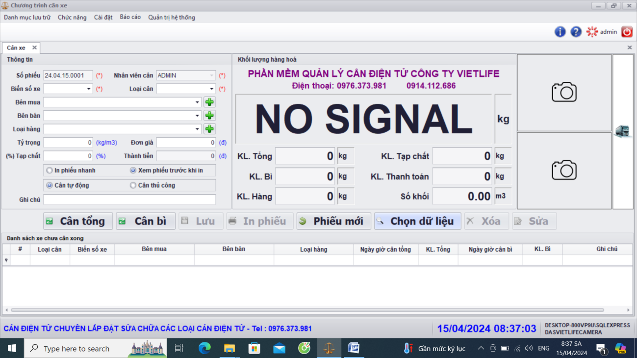 Phần mềm quản lý cân