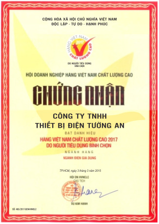 Chứng nhận chât lượng cao