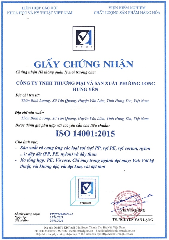 Chứng nhận ISO 14001:2015