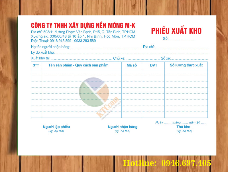 In phiếu xuất kho - In KTC Com -  Công Ty TNHH KTC Com