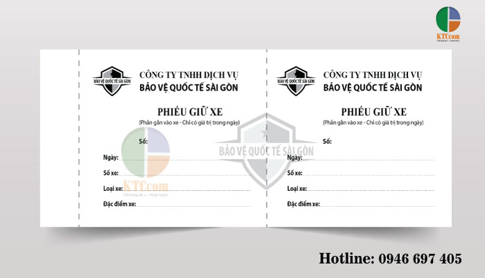 In vé giữ xe - In KTC Com -  Công Ty TNHH KTC Com