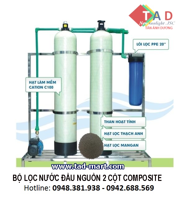 Bộ lọc nước đầu nguồn 2 cột composite - Than Hoạt Tính Tân ánh Dương - Công Ty Cổ Phần Thương Mại Dịch Vụ Và Xuất Nhập Khẩu Tân ánh Dương