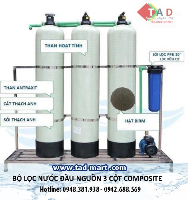 Bộ lọc nước đầu nguồn 3 cột composite - Than Hoạt Tính Tân ánh Dương - Công Ty Cổ Phần Thương Mại Dịch Vụ Và Xuất Nhập Khẩu Tân ánh Dương