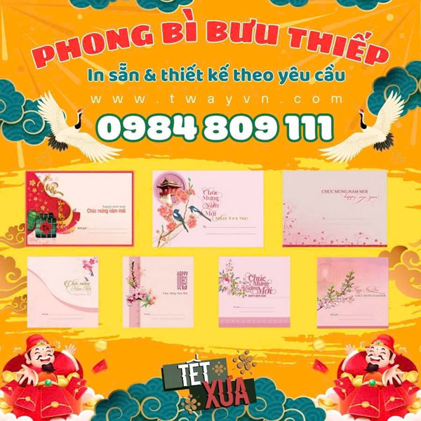 In phong bì bưu thiếp Tết