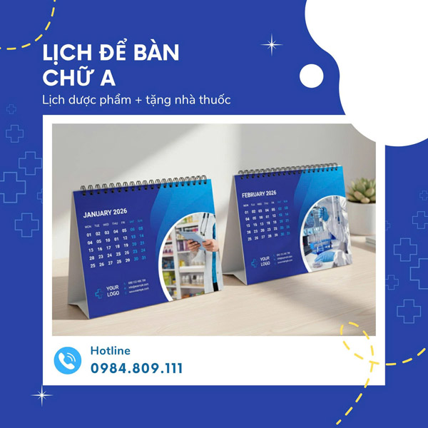 Lịch để bàn chữ A - In ấn TWAY - Công Ty Cổ Phần In Và Truyền Thông TWAY