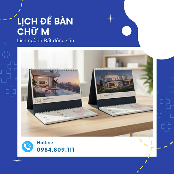 Lịch để bàn chữ M - In ấn TWAY - Công Ty Cổ Phần In Và Truyền Thông TWAY