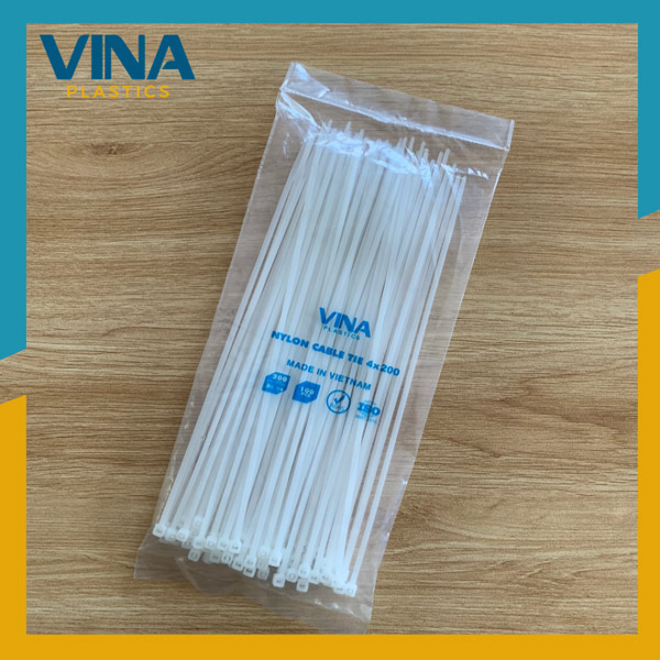 Dây rút nhựa trắng 4X200 - Dây Rút Nhựa VINA PLASTIC - Công Ty Cổ Phần Sản Xuất Thương Mại Nhựa Việt Nam
