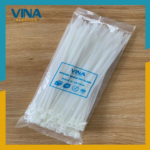 Dây rút nhựa trắng 5X200 BL - Dây Rút Nhựa VINA PLASTIC - Công Ty Cổ Phần Sản Xuất Thương Mại Nhựa Việt Nam