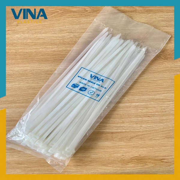 Dây rút nhựa trắng 8X250 - Dây Rút Nhựa VINA PLASTIC - Công Ty Cổ Phần Sản Xuất Thương Mại Nhựa Việt Nam